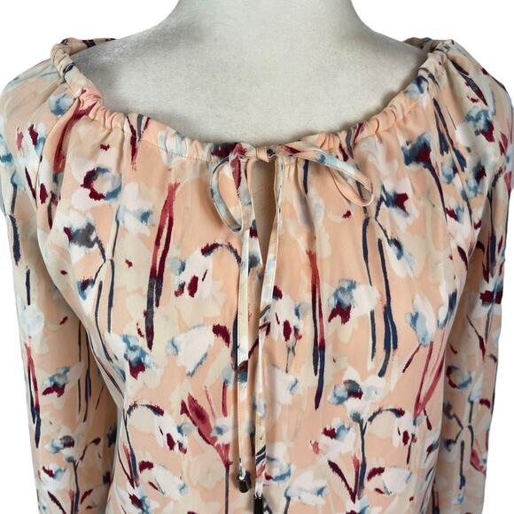 Haute Hippie Peach Floral Tribe Printed Long Sleeve Top Size Small - Picture 4 of 8